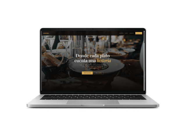 Vista previa de la web de Savora Gastrobar en un portátil.